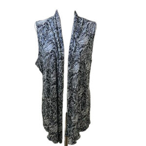 Christopher & Banks Navy and White Paisley Sequin Tunic Vest Size Medium